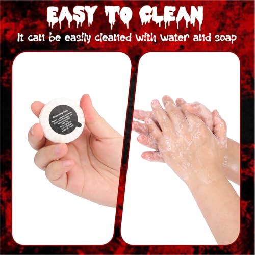 4 IN 1 Fake Blood Kit，Fake Blood 1.69oz X2 + Spray Head+Dripping Head+Cleaning Soap【Washable】【Realistic Effect】【Skin Friendly】Professional Fake Blood Makeup Kit For Halloween/Cosplay，Fresh + Dark - color: Fresh+Dark