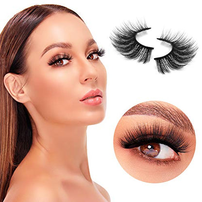 DYSILK Fake Eyelashes Natural Lash, 5 Pairs Faux Mink Lashes |002-16mm | Mink Lashes 5 Pairs 6D Wispy, Trimmable False Eyelashes, Soft Cotton Band, Eye Lashes Strip Eyelash Extension, Portable Case - color: 5 Pairs- 06