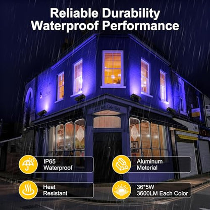 Smart Flood Lights Outdoor 180W RGBCW Color Changing LED Floodlight – WiFi APP & Voice Control, 2700K-6500K Tunable White, 50 Modes Music Sync, IP65 Waterproof Wall Washer Light - size: 180W RGB+Tunable White(2700-6500K)