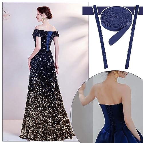 BENECREAT 1 Set Wedding Dress Zipper Replacement, Midnight Blue Adjustable DIY Craft Wedding Dress Accessories for Prom Dress Strap - color: Midnight Blue