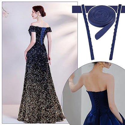 BENECREAT 1 Set Wedding Dress Zipper Replacement, Midnight Blue Adjustable DIY Craft Wedding Dress Accessories for Prom Dress Strap - color: Midnight Blue
