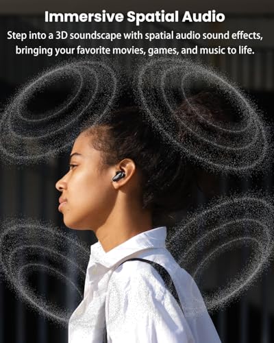 TOZO NC20 Pro Active Noise Cancelling Wireless Earbuds, Smart LCD Screen | LDAC Hi-Res Audio, Stereo Bass, 6 Mics AI Call Ear Buds, 80H Playtime, IPX8 Waterproof, 32 EQ via App Wireless Charging Black - color: Ink Black