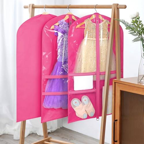 Univivi 40 Inch Dance Costume Garment Bags for Dancers, Rose Red, 4 Pack - color: Rose Red, size: 4 Pack