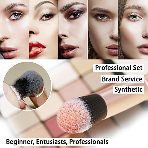 ZOREYA Makeup Brush Set - 15 Pcs Premium Synthetic Foundation Concealers Eye Shadows Make Up Brush,Eyeliner Brushes(RoseGold) - color: RoseGold