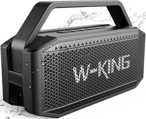 W-KING Bluetooth Speaker, 100W Max IPX7 Outdoor Portable Loud Speakers | 108dB Waterproof Floating Rugged Party Boombox 60W Large Speaker Wireless Subwoofer, 7.2'' Deep Bass Radiator, 40H, EQ TF AUX - color: Black
