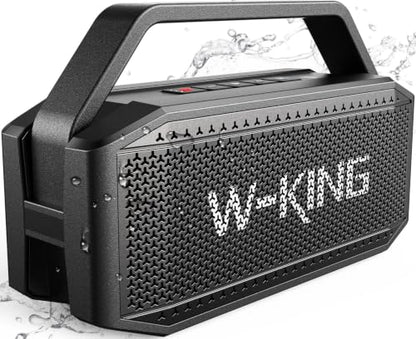 W-KING Bluetooth Speaker, 100W Max IPX7 Outdoor Portable Loud Speakers | 108dB Waterproof Floating Rugged Party Boombox 60W Large Speaker Wireless Subwoofer, 7.2'' Deep Bass Radiator, 40H, EQ TF AUX - color: Black