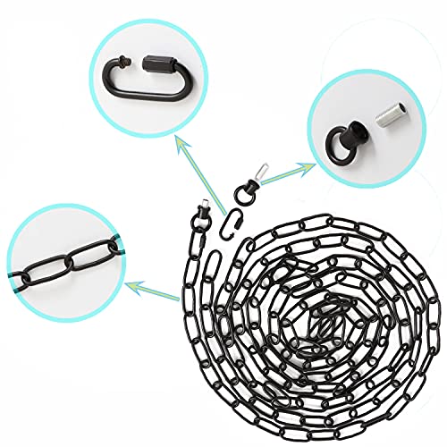 2 Pack 15ft Heavy Duty Chain for Light Fixture, Pendant Light Extra Chain Permits Installation of Chain-Hung Fixtures on High Ceilings with Max Fixture Weight of 65 Pounds, Black, L0016 - color: Black 15 Ft Chain (2 Pack)