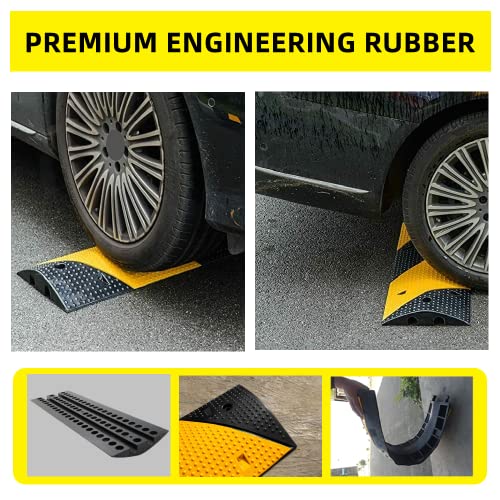 Nisorpa 40" Rubber Speed Bump 2-Channel Heavy Duty Cable Protector Ramp with 4 Bolts 22000lbs Load Driveway Modular Traffic Driveway Speed Humps for Garage Gravel Roads Asphalt Concrete - 3.3 Feet