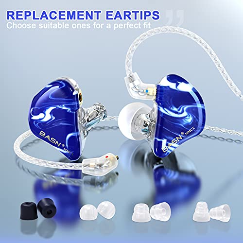 BASN MMCX in Ear Monitor Headphones for Musicians (Ice Blue) - color: Ice Blue