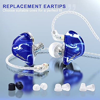 BASN MMCX in Ear Monitor Headphones for Musicians (Ice Blue) - color: Ice Blue