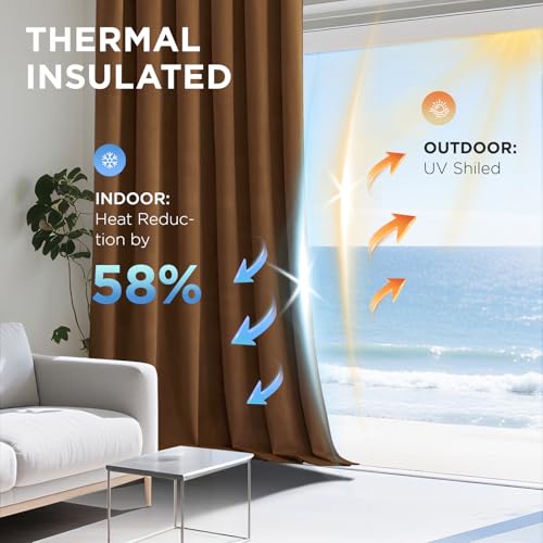 Joydeco 100% Blackout Curtains Velvet Black Out Curtain 90 Inch Drapes - color: Golden Brown, size: 52"W x 90"L (Pack of 2)