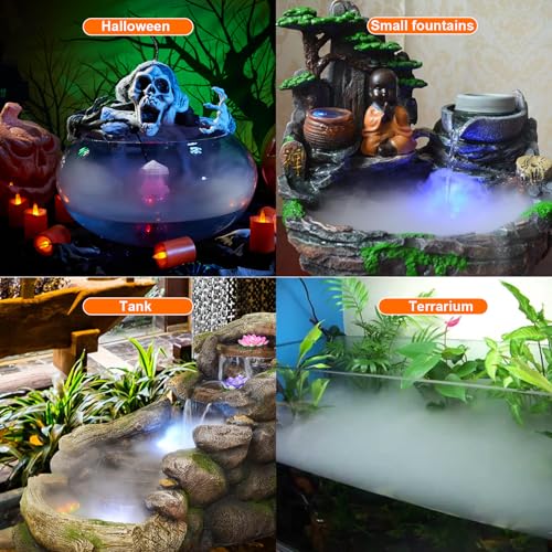 FITNATE Mist Maker, 12 LED Mister Fogger Water Fountain Pond Fog Machine Atomizer Air Humidifier, ultrasonic Mist fogger with Splash Guard, Perfect for Halloween and Other Holidays | Perfect for Halloween and Other Decorations, Easy, Simple to Use