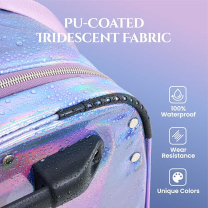 Fanwoli 28" Dance Bag with Garment Rack, Waterproof Competition Duffel - color: Mermaid Seablue