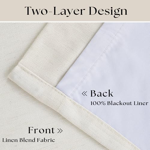 90 Inch Pinch Pleated Linen 100% Blackout Curtains Extra Wide Natural 60x90 - color: Natural Linen, size: 60"W x 90"L (Pack of 1)