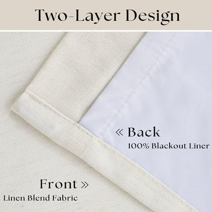90 Inch Pinch Pleated Linen 100% Blackout Curtains Extra Wide Natural 60x90 - color: Natural Linen, size: 60"W x 90"L (Pack of 1)