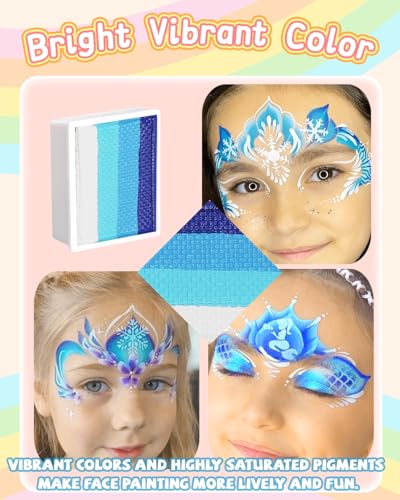 Professional Washable 24x10gm Face Paint for Kids & Adults,Water Based One Stroke Split Cake Face Painting Kit with Brushes,Non toxic ,Ideal for Easter/Parties/Halloween/Carnival - color: Multicolor