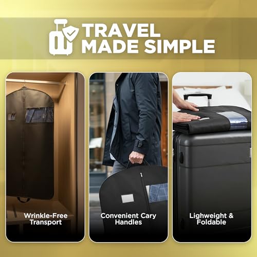 Garment Bags for Hanging Clothes 3-Pack - Travel Suit Closet Covers for Men and Women - Long Dress, Mens Jackets, Coats, Shirts, Dance Clothing Protector - Zipper Hanger Wardrobe Dust Cover (42 Inch) - size: 42-Inch, 3-Pack