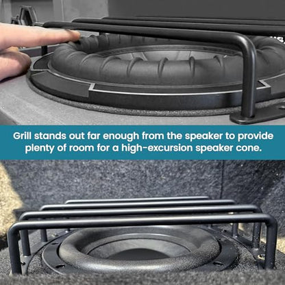 NuIth 12 Inch Metal Subwoofer Grill, 4 bar 12 Inch Audio Loudspeaker Grill Cover Protector, 12 Inch Black Car Bar Grille Sub Grill Cover, 12 Inch 4 Bar Speaker Cover 2PCS