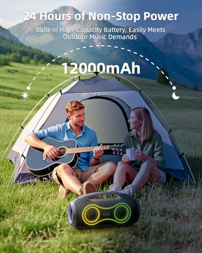 Portable Bluetooth Speaker Wireless, 180W Max Loud Waterproof Speakers, Bass Boost Boom Box for Party and Outdoor, w/2*Subwoofer, 2*Tweeter, DSP, IP65, 24H, TWS, TF, USB, AUX - color: Black-Gray