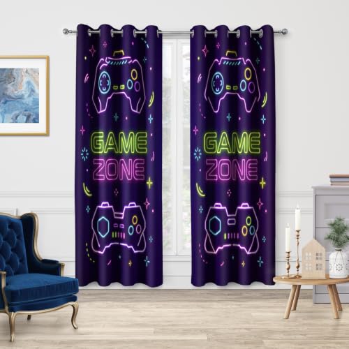 Jekeno Gaming Gamepad Blackout Curtains for Bedroom, 2 Panels Set 52"x63" - color: Gaming Gamepad, size: 52"W x 63"L (Pack of 2)