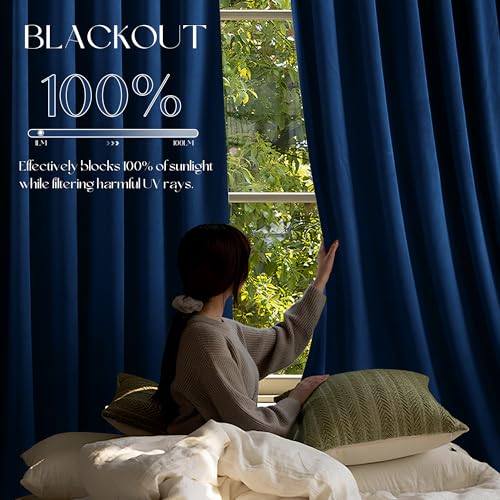 Manyshofu Navy Blue Velvet Curtains, 2 Panels Blackout 52x84 | Luxurious Velvet Feel, Thermal Insulated Noise Reducing, Dual Back Tab And Rod Pocket Hanging, Machine Wash Fade-Resistant - color: Navy Blue, size: 52"W x 84"L (Pack of 2)