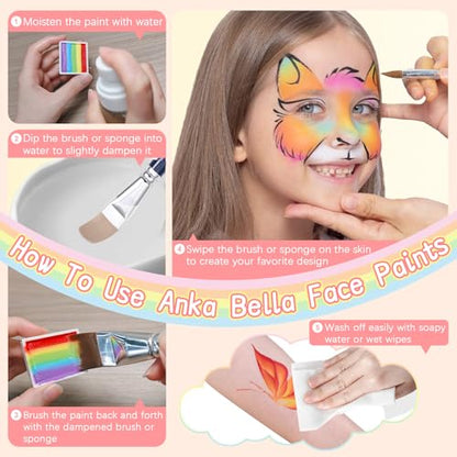 Professional Face Paint（60gm),Water Activated Face Body Painting Kit for Kids & Adults,Hypoallergenic & Non-Toxic,Perfect for Birthday Parties/Halloween/Carnival - color: Six-panel face paint tray
