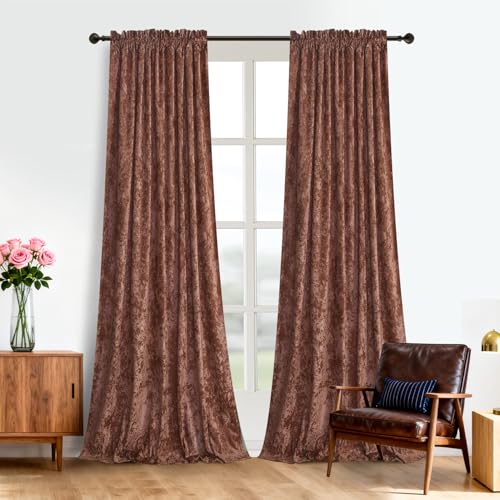 Dusty Pink Velvet Curtains 96 Inches, Super Soft Light Dimming Drapes for Nursery Girls Bedroom Elegant Thermal Insulated Panels with Energy Saving Design, W52 x L96, 2 Panels - color: Dusty Pink, size: 52"W x 96"L (Pack of 2)