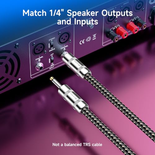 Cable Matters 2-Pack Braided 12 AWG 1/4 Inch Speaker Cable, 6ft | Premium, 6.35mm TS Connector, 12 AWG Oxygen-Free Copper, Braided Jacket, Pro Audio Speaker Connection - size: 6 ft