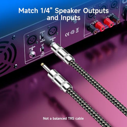 Cable Matters 2-Pack Braided 12 AWG 1/4 Inch Speaker Cable, 6ft | Premium, 6.35mm TS Connector, 12 AWG Oxygen-Free Copper, Braided Jacket, Pro Audio Speaker Connection - size: 6 ft
