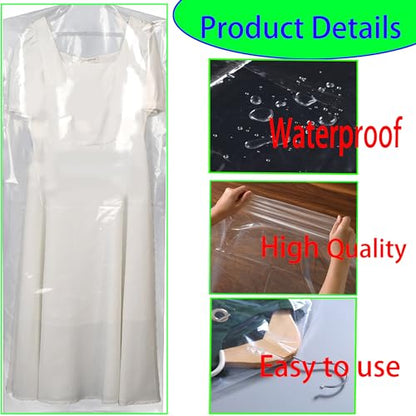 15 Pack (24 x 60 In) Plastic Clear Clothes Covers,Dry Cleaners Bags Hanging Clothing Covers Clear Garment Bags Hanging Dust-proof Clothing Protector Covers for Home Storage Clothing Stores & Travel. - size: 24*60