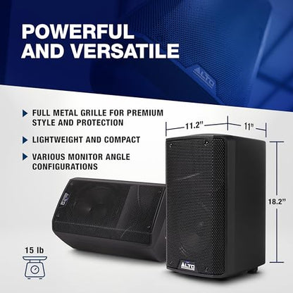 Alto TX410 350W 10" Powered PA Speaker | TWS Bluetooth, 2-Channel Mixer, and Monitor Mode for Bands, DJs, Rehearsals, and Venues - size: 10" PA Speaker