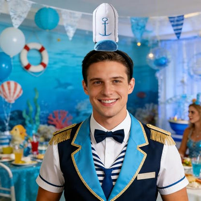 Hamburger Restaurant Employee Costume with Sailor Headband Cartoon Party Dress Up Accessory for Party Dress Up