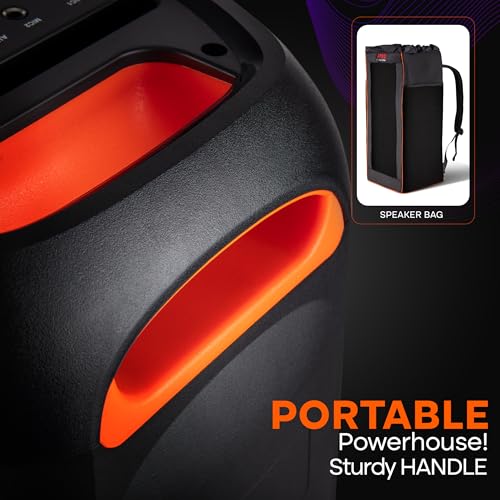 Pyle 컴팩트 블루투스 PA 파티 스피커 시스템, 160W 듀얼 16.5cm(6.5인치) 노래방 기계, 마이크 포함, 충전식 배터리, USB/SD/BT/FM 라디오, TWS 기능 및 파티 조명, 스피커 가방 포함, 30 x 30 x 67.1cm(11.8 x 11.8 x 26.5인치) - style: 휴대용 케이스 포함