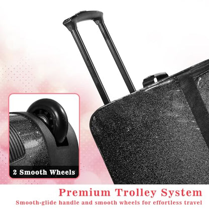 Dance Bag with Garment Rack and Curtain, 28" Rolling Dance Competition Duffle Bag with Garment Rack | Mobile Changing Station Dance Suitcase for Dancer Athlete Livestreamer Cheerleader Cosplayer - color: 28in Glitter Black