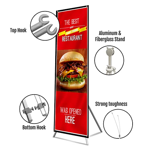 Anley Adjustable X Banner Stand with Travel Bag - Fits Any Banner Size from 23" X 63" to 35" X 78" - Portable Retractable Stand for Business, Trade Shows, Events, and Displays (Banner Not Included)