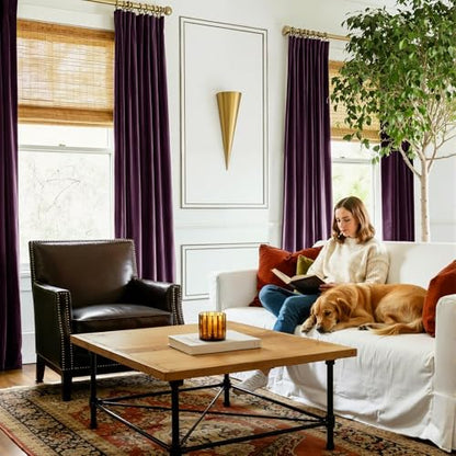 NICETOWN Dark Purple Heavy Velvet Pleat Curtains 84 inch Long 2 Panels - color: Dark Purple, size: 52"W x 84"L (Pack of 2)