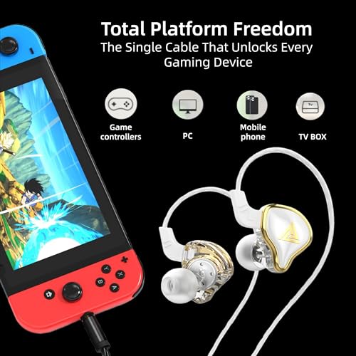 HJX QKZ AK6 ARES HiFi Wired Earbuds with Microphone，IEMs for Gaming Earphones with MIC, in Ear Monitor Headphones,in Ears for Singers Musicians (White) - color: White