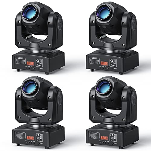 Moving Head DJ Lights, U`King 50W LED Moving Head Light with 7 Gobos 7 Colors and Open White Beam Spotlight by DMX and Sound Activated for Wedding DJ Disco Parties Live Show Church Bar (Set of 4)