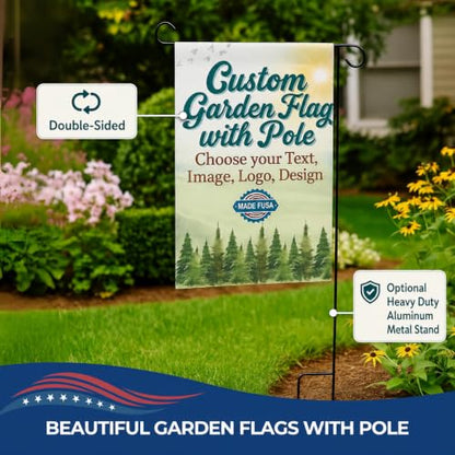 DC Custom Garden Flag with Stand, Double Sided custom yard flag Made in USA | Custom flag with pole (Optional), garden flag with holder, uv resistant flag, welcome flag, birthday flag, easter flag - color: Garden Flag