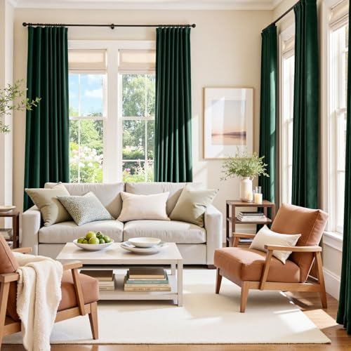Lazzzy Green Velvet Curtains 96 Inch Length Blackout Pinch Pleated Room Darkening Drapes Luxury Back Tab Thermal Modern Treatments for Bedroom Living Room 2 Panels, 52 x 96 Inch, Emerald Green - color: Emerald Green, size: 52"W x 96"L (Pack of 2)