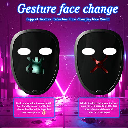 Depointer Life New Led Mask with Rechargeable Bluetooth-compatible App Controlled, Customizable Shining Mask, LED Lighted Face Transforming Masks For unisex-Adult - style: New-rechargeable