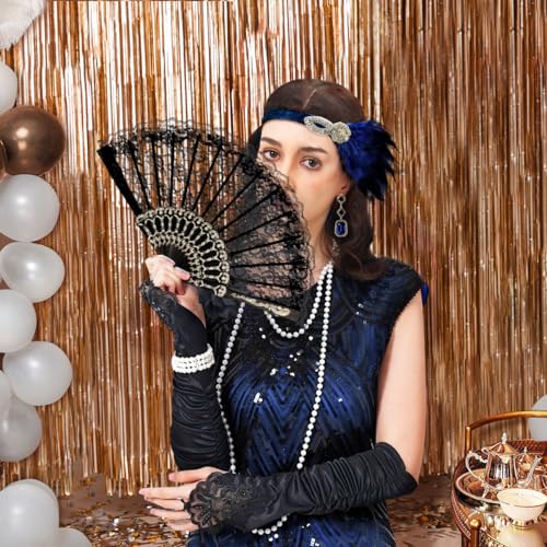 VillbeCoser 1920s Flapper Dress for Women Sequin Fringe Roaring 20s Costume - color: Black Blue, size: Medium