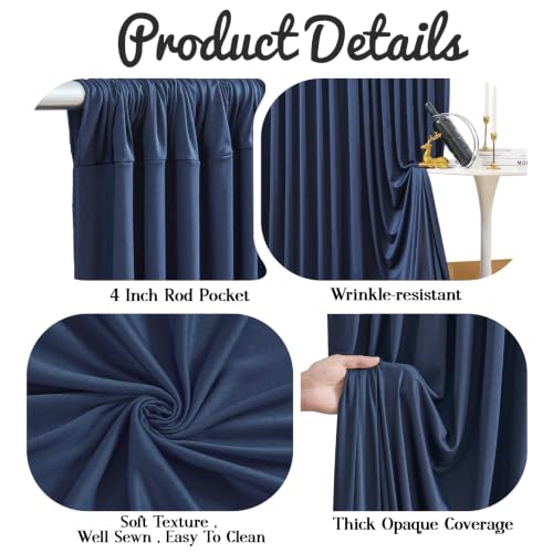 40ft x 12ft Navy Blue Backdrop Curtains for Wedding Parties - color: Navy Blue, size: W5' x H12'(8 panels)