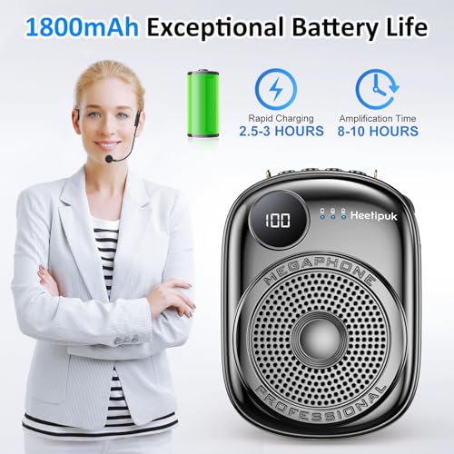 Voice Amplifier for Teacher,Portable Wired Voice Amplifier Headset | Microphone and Speaker,Rechargeable Mini Voice Amplifier for Classroom,Speech,Training,Tour Guide,Pearl Chain Design-White - color: Black