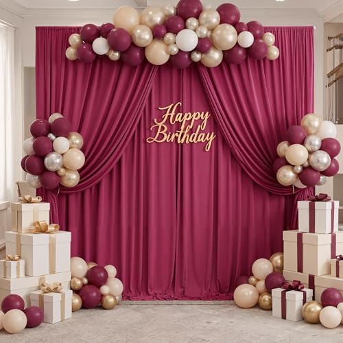 10x8ft Wrinkle Free Burgundy Backdrop Curtain Maroon Backdrop Drapes, Thick Fabric Wedding Curtains Party Background for Baby Shower Birthday Parties - color: Maroon, size: 10ftx8ft