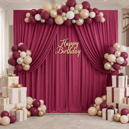 10x8ft Wrinkle Free Burgundy Backdrop Curtain Maroon Backdrop Drapes, Thick Fabric Wedding Curtains Party Background for Baby Shower Birthday Parties - color: Maroon, size: 10ftx8ft