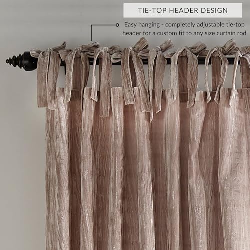 Threadmade Korena Tie-Top Crushed Velvet Window Curtain, Taupe - 52" W x 95" L - color: Taupe, size: 52"W x 95"L (Pack of 1)