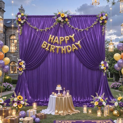 10x10ft Purple Backdrop Curtains Wedding Party Glitter Sequin Curtain Backdrop Fabric Shimmer Drapes Backdrop Bridal Baby Shower Birthday Christmas Photoshoot Background Photography 5x10FT，2 Panels - color: Purple, size: 10ft X 10ft(2 Panels 5ft X 10ft)