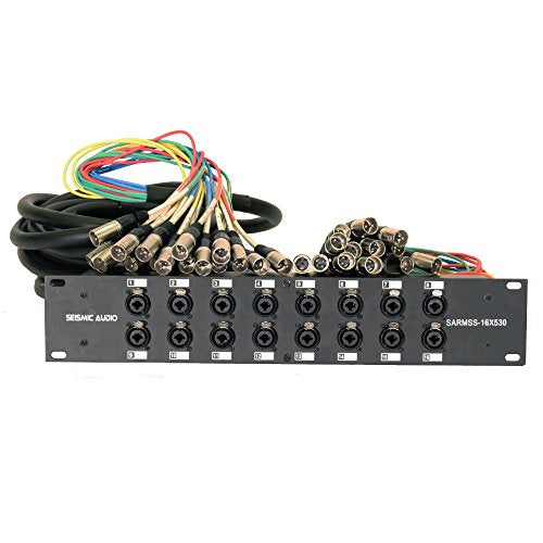 Seismic Audio SARMSS-16x530 Rack Mount 16 Channel XLR TRS Combo Splitter Snake Cable - 5' & 30' XLR Trunks - size: 5 Foot x 30 Foot - 16 Channel