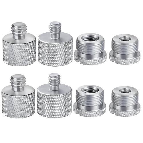 IXTECH Mic Stand Adapter Set 8 pieces Metal Microphone Stand Screw Thread Adapter 5/8 Female to 3/8 Male 3/8 Female to 5/8 Male 5/8 Female to 1/4 Male 1/4 Female to 5/8 Male Tripod Adapter ADP03 Slvr - color: ADAPTER SILVER